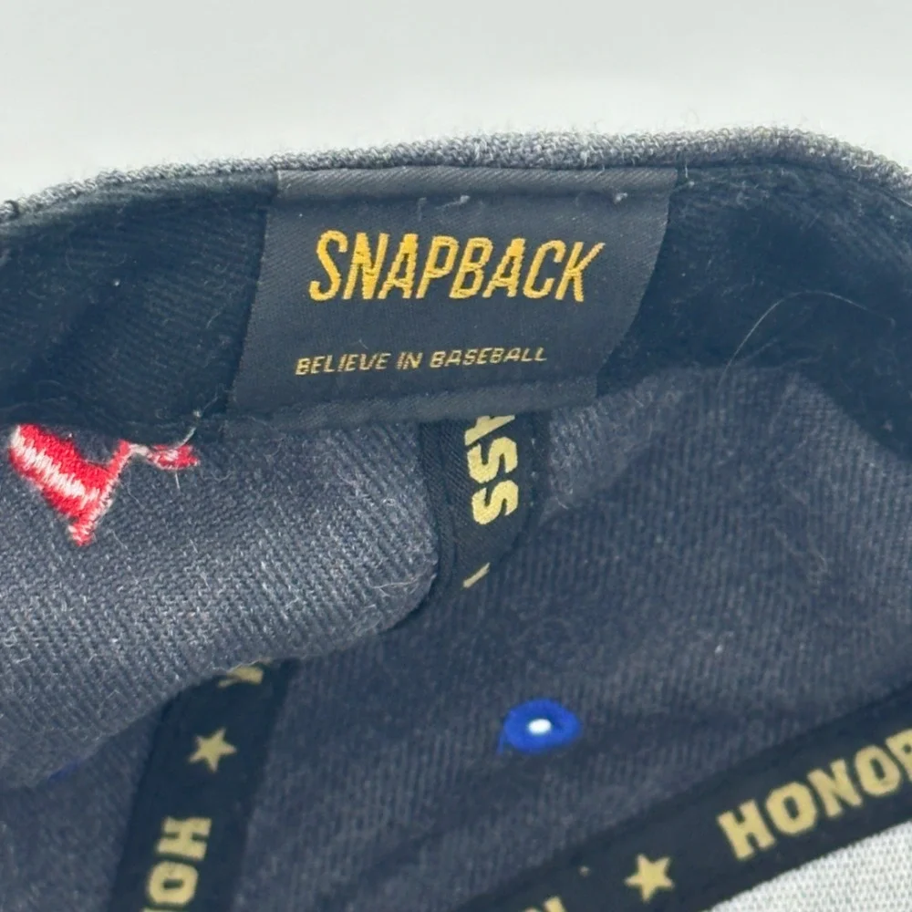Baseballism Snapback Hat USA Baseball Flag Patch Gray‎ Red Adjustable Cap